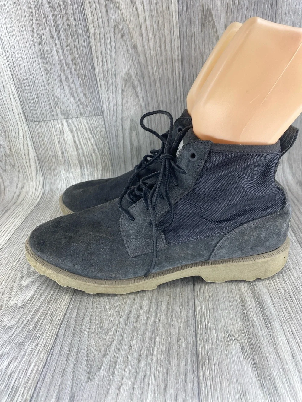 Sorel Men's Black Suede Lace-Up Boots with Tan Sole